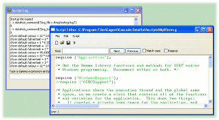 Image of Script Editor and Script Log windows.