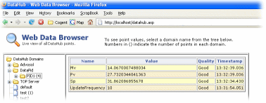 Image of DataHub web browser page.